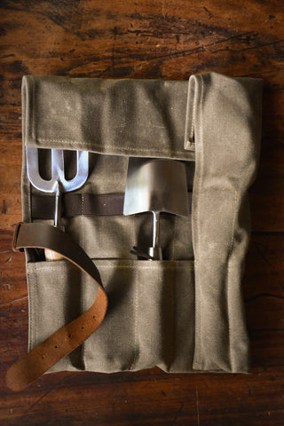 amble and twine dried flowers australia gardening tool roll - waxed canvas