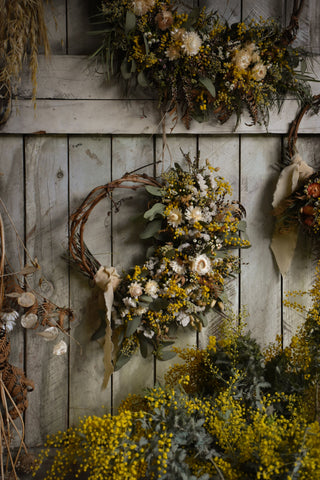 amble and twine dried flowers australia everlasting wildflower wreath - small crescent