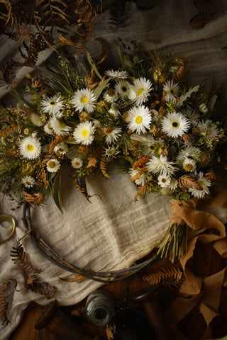 amble and twine dried flowers australia everlasting wildflower wreath - small crescent